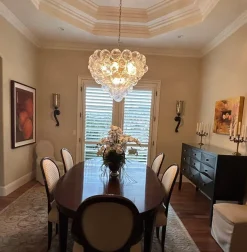 Glam Brass Cluster Ribbed Glass Globe Bubble Chandelier