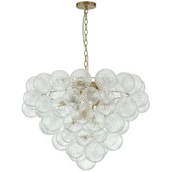 Glam Brass Cluster Ribbed Glass Globe Bubble Chandelier