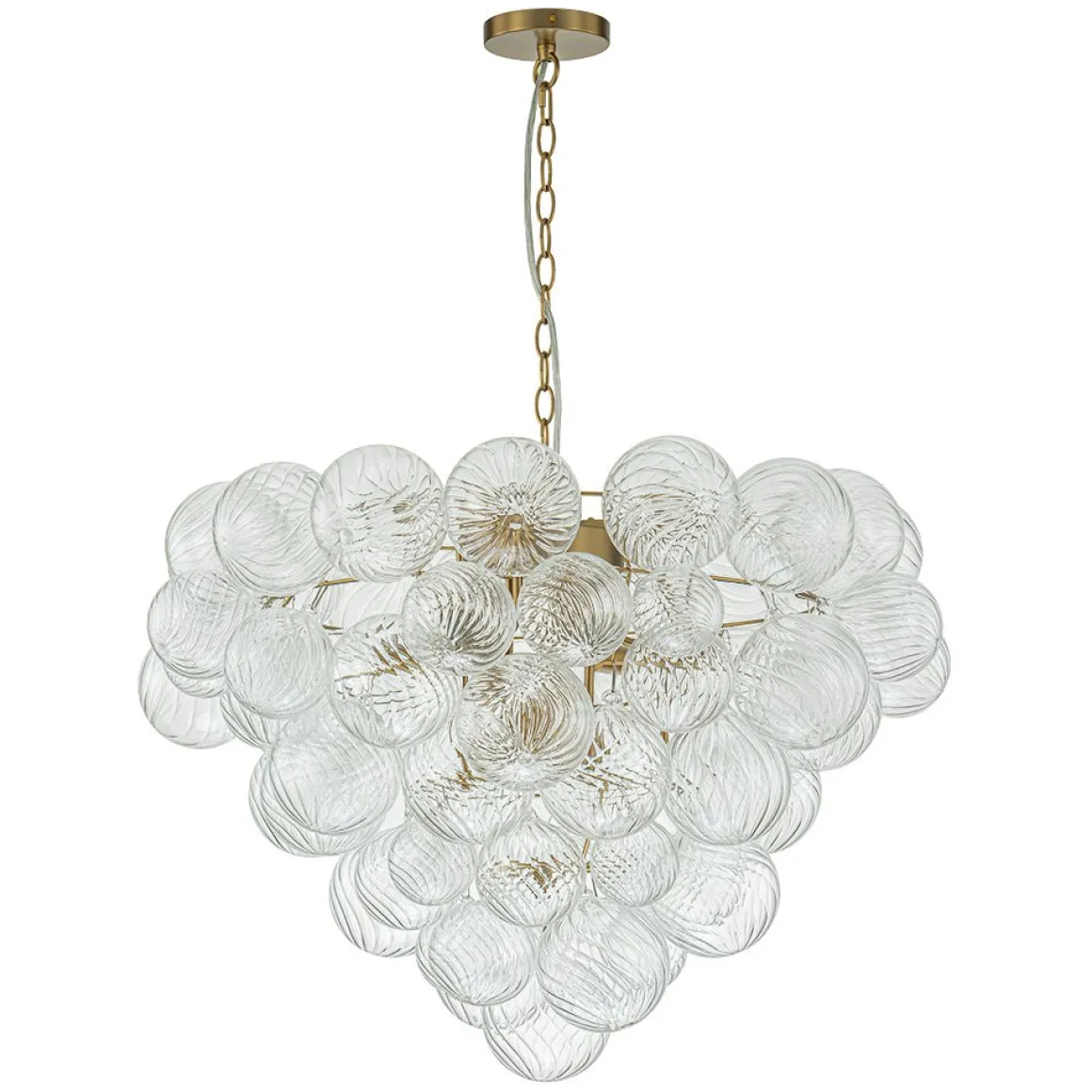Glam Brass Cluster Ribbed Glass Globe Bubble Chandelier