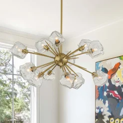 Glam Brass 12-Light Frozen Ice Style Sputnik Chandelier