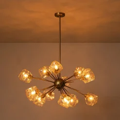 Glam Brass 12-Light Frozen Ice Style Sputnik Chandelier