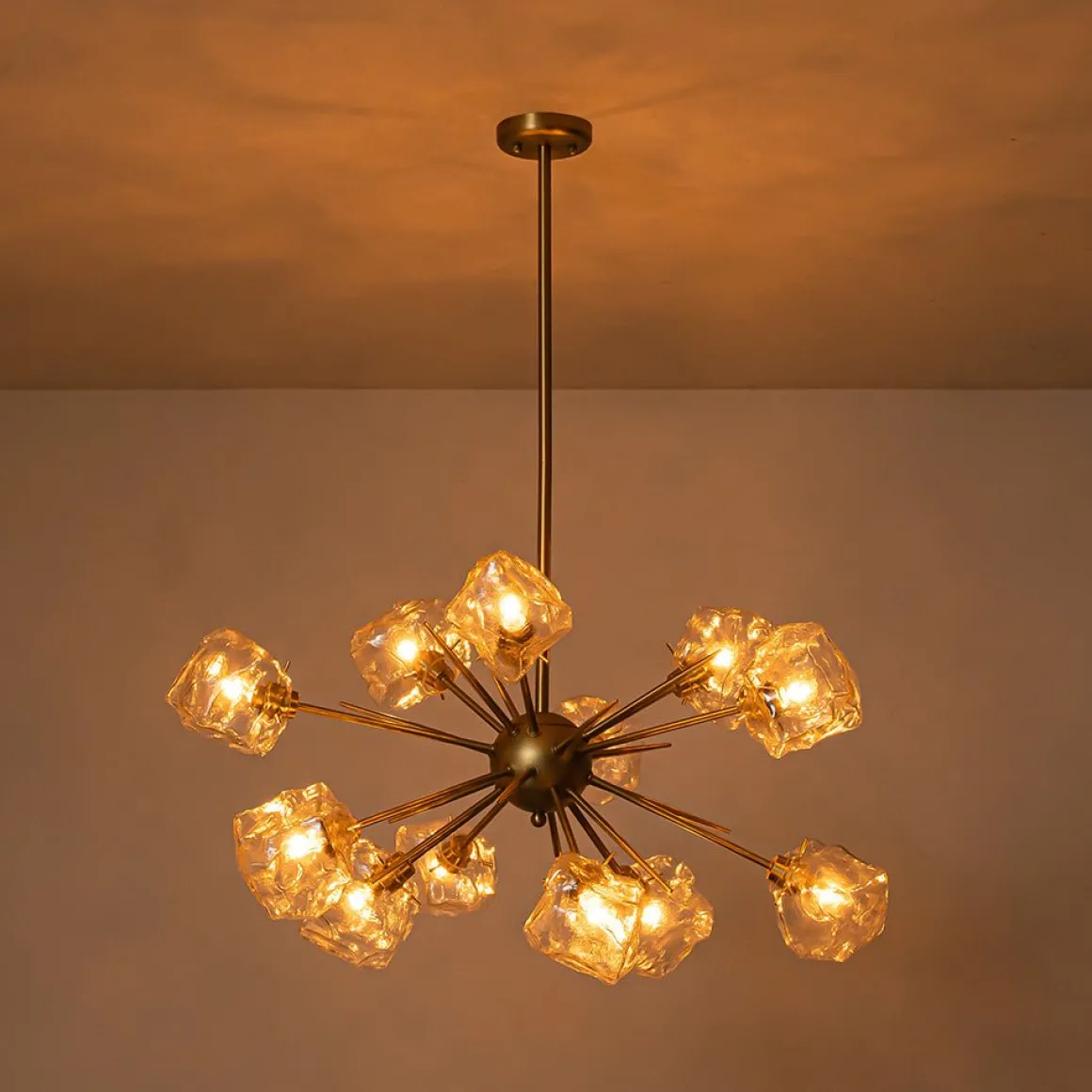 Glam Brass 12-Light Frozen Ice Style Sputnik Chandelier