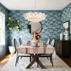 Glam Brass Ribbed Glass Floral Round Basket Chandelier