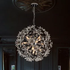 Glam Chrome Bloom Dandelion Crystal Sputnik Chandelier