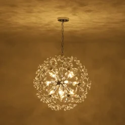 Glam Chrome Bloom Dandelion Crystal Sputnik Chandelier
