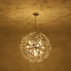 Glam Chrome Bloom Dandelion Crystal Sputnik Chandelier