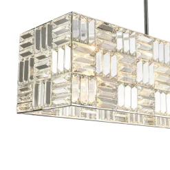 Glam Chrome Dazzle Crystal Rectangle Cage Island Chandelier