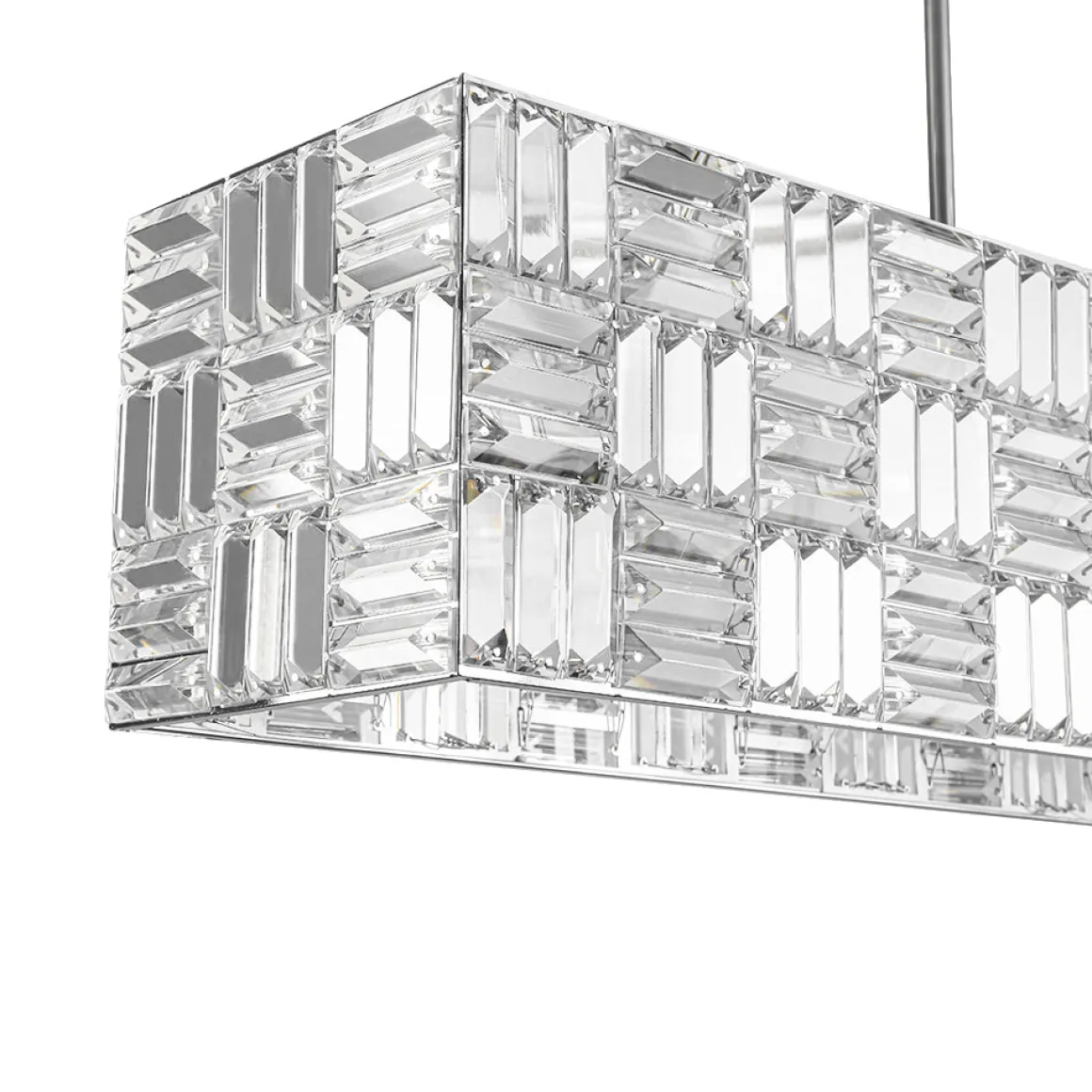 Glam Chrome Dazzle Crystal Rectangle Cage Island Chandelier
