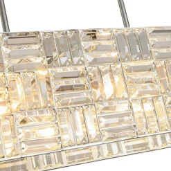 Glam Chrome Dazzle Crystal Rectangle Cage Island Chandelier