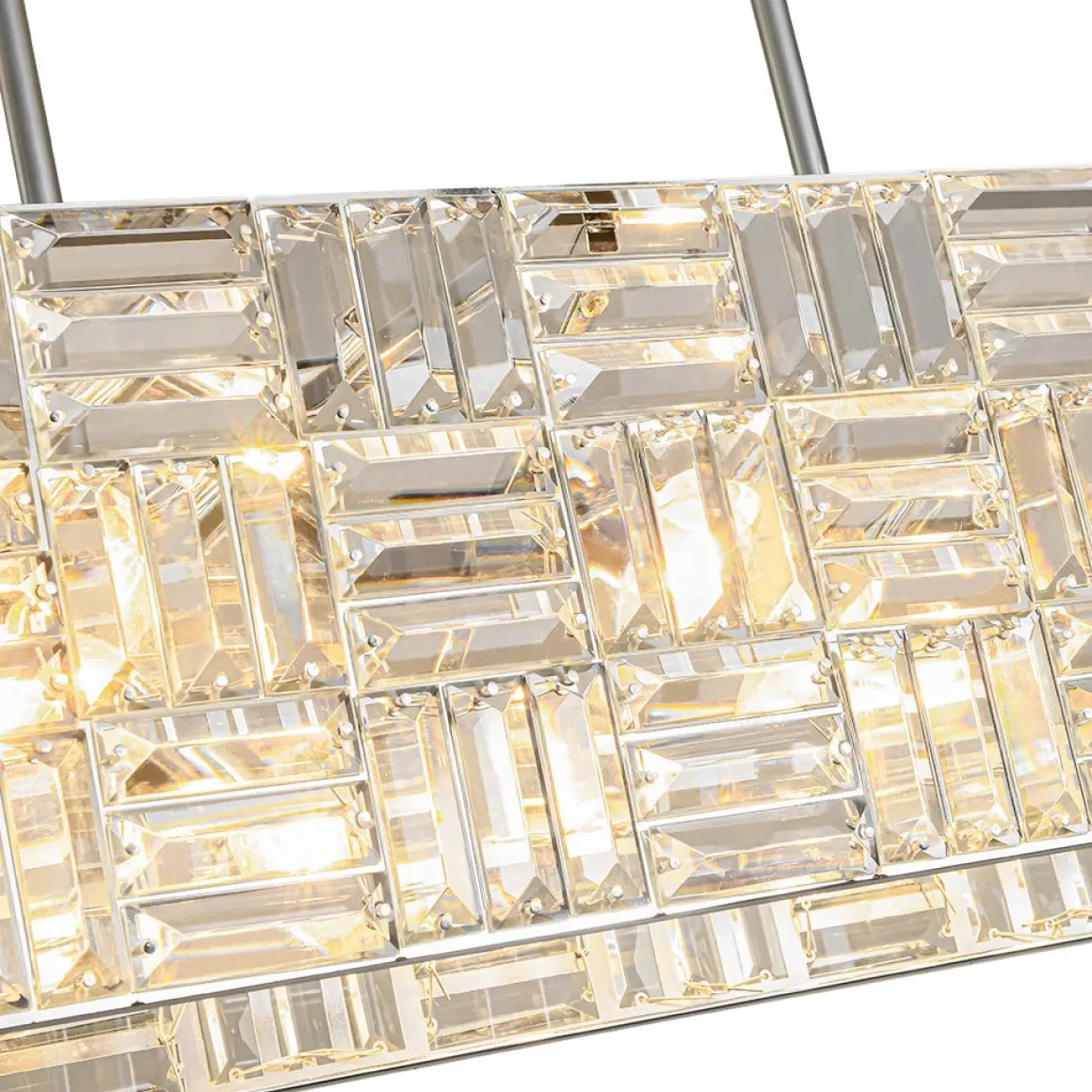 Glam Chrome Dazzle Crystal Rectangle Cage Island Chandelier