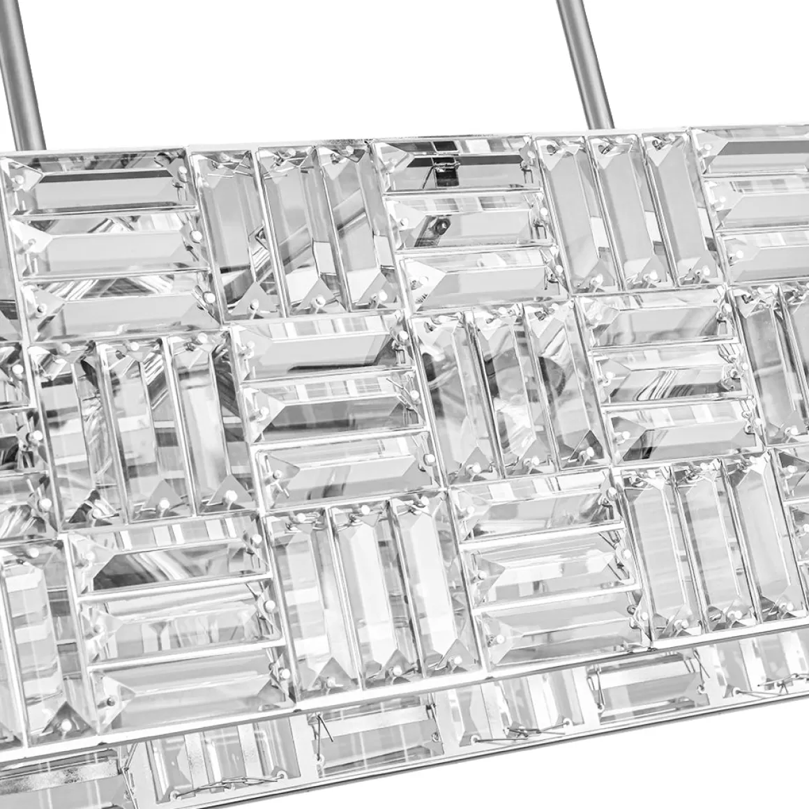 Glam Chrome Dazzle Crystal Rectangle Cage Island Chandelier