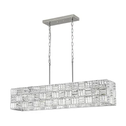 Glam Chrome Dazzle Crystal Rectangle Cage Island Chandelier