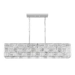 Glam Chrome Dazzle Crystal Rectangle Cage Island Chandelier