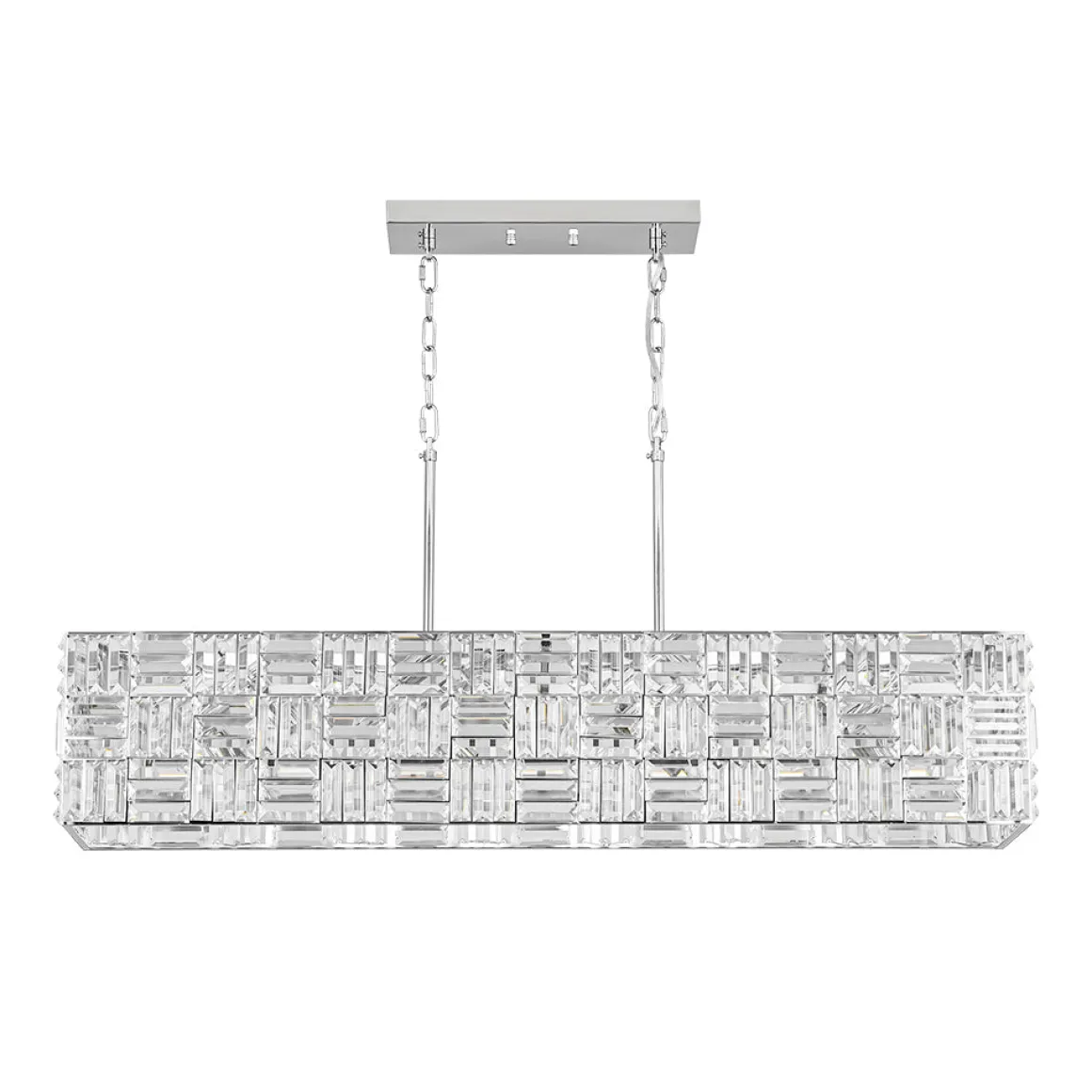 Glam Chrome Dazzle Crystal Rectangle Cage Island Chandelier