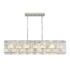 Glam Chrome Dazzle Crystal Rectangle Cage Island Chandelier