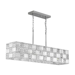 Glam Chrome Dazzle Crystal Rectangle Cage Island Chandelier