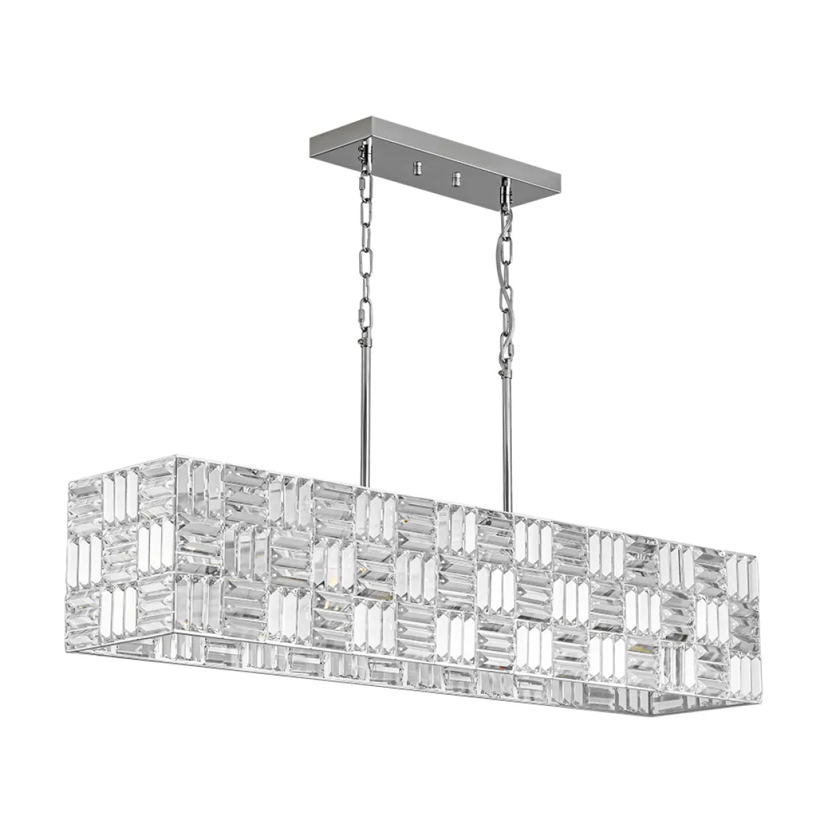 Glam Chrome Dazzle Crystal Rectangle Cage Island Chandelier