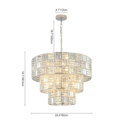 Glam Chrome Spark Cut Crystal Tiered Round Chandelier