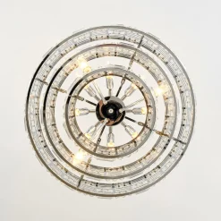 Glam Chrome Spark Cut Crystal Tiered Round Chandelier