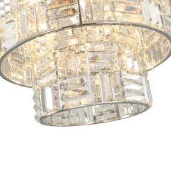 Glam Chrome Spark Cut Crystal Tiered Round Chandelier