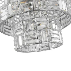 Glam Chrome Spark Cut Crystal Tiered Round Chandelier