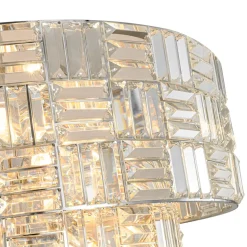 Glam Chrome Spark Cut Crystal Tiered Round Chandelier