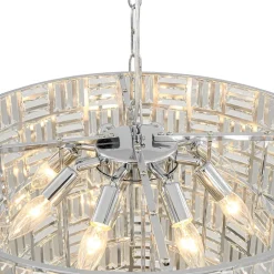 Glam Chrome Spark Cut Crystal Tiered Round Chandelier