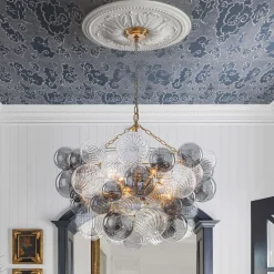 Glam Cluster Ribbed Smoked Glass Globe Bubble Chandelier