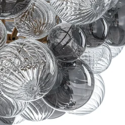 Glam Cluster Ribbed Smoked Glass Globe Bubble Chandelier