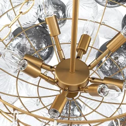 Glam Cluster Ribbed Smoked Glass Globe Bubble Chandelier