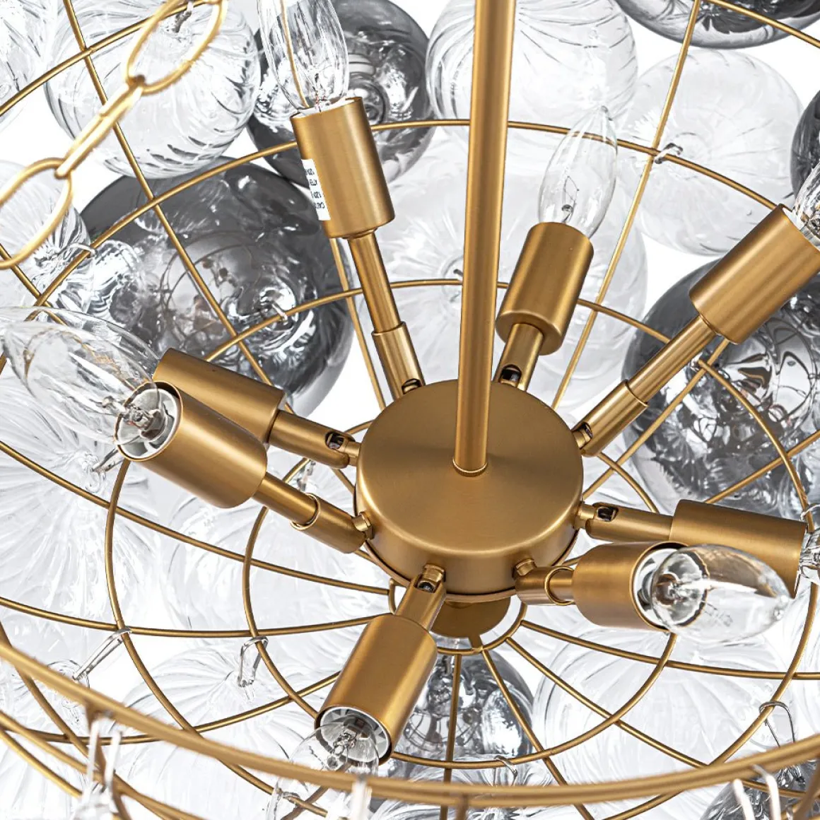 Glam Cluster Ribbed Smoked Glass Globe Bubble Chandelier