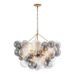 Glam Cluster Ribbed Smoked Glass Globe Bubble Chandelier