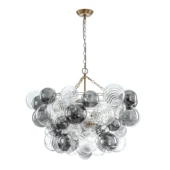 Glam Cluster Ribbed Smoked Glass Globe Bubble Chandelier