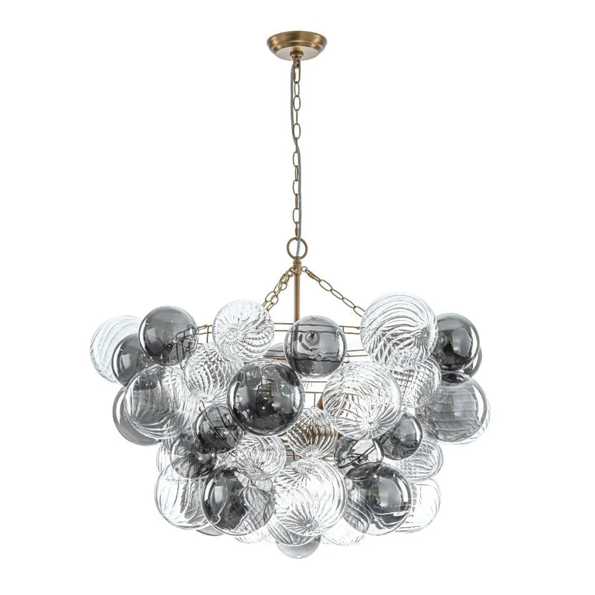 Glam Cluster Ribbed Smoked Glass Globe Bubble Chandelier