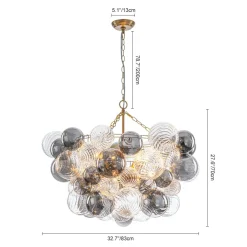 Glam Cluster Ribbed Smoked Glass Globe Bubble Chandelier
