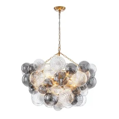 Glam Cluster Ribbed Smoked Glass Globe Bubble Chandelier