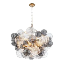 Glam Cluster Ribbed Smoked Glass Globe Bubble Chandelier