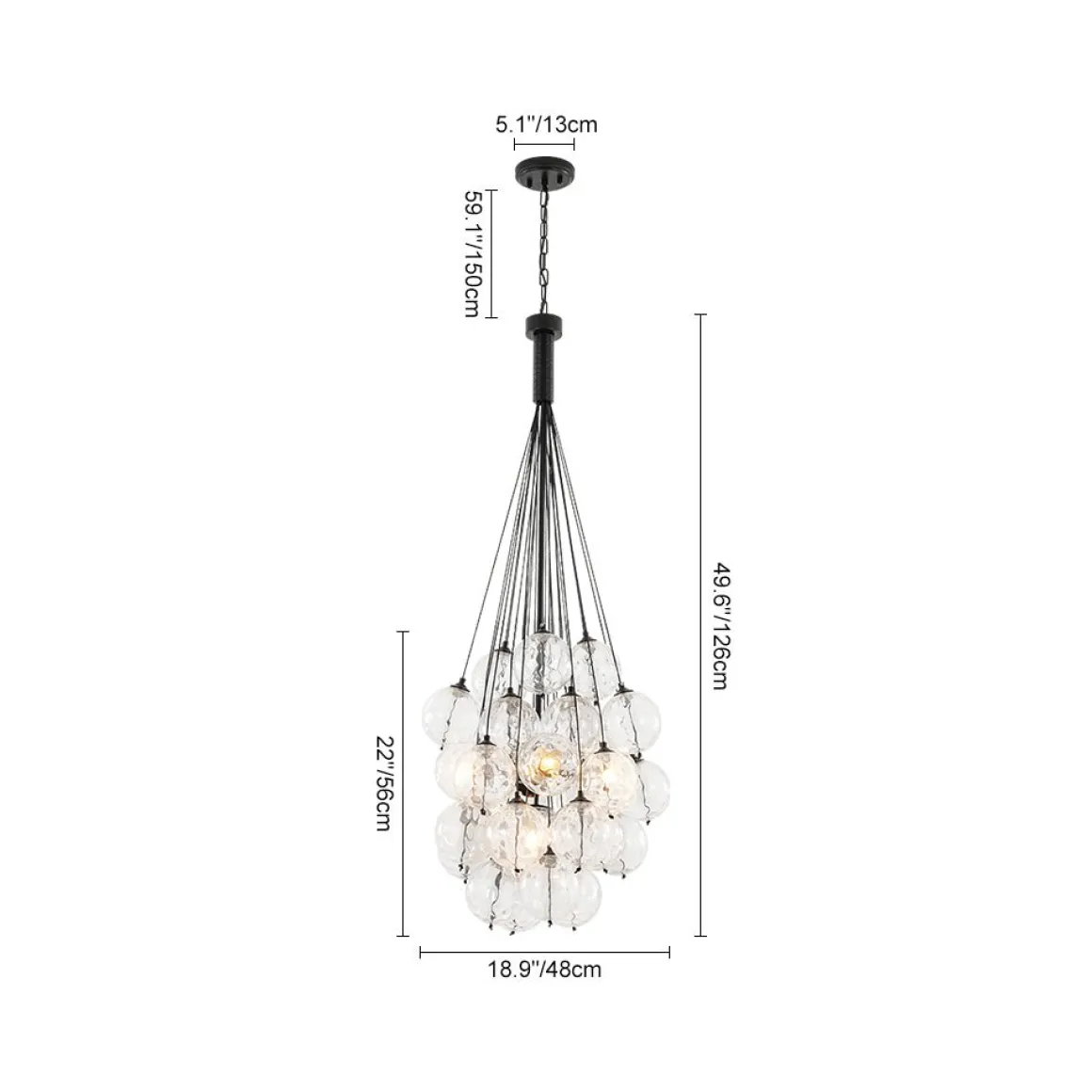 Glam Cluster Textured Water Glass Globe Bubble Chandelier