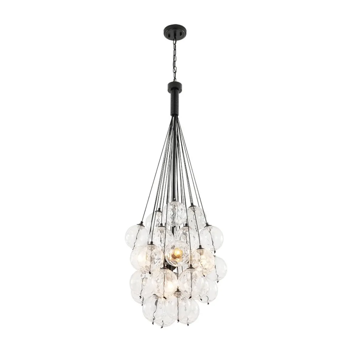Glam Cluster Textured Water Glass Globe Bubble Chandelier