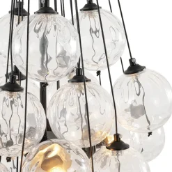 Glam Cluster Textured Water Glass Globe Bubble Chandelier