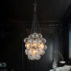 Glam Cluster Textured Water Glass Globe Bubble Chandelier