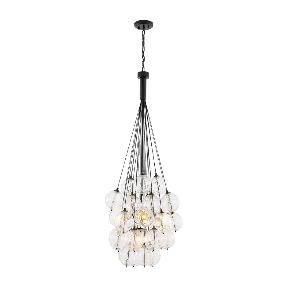 Glam Cluster Textured Water Glass Globe Bubble Chandelier
