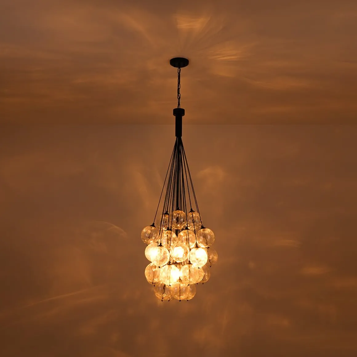 Glam Cluster Textured Water Glass Globe Bubble Chandelier