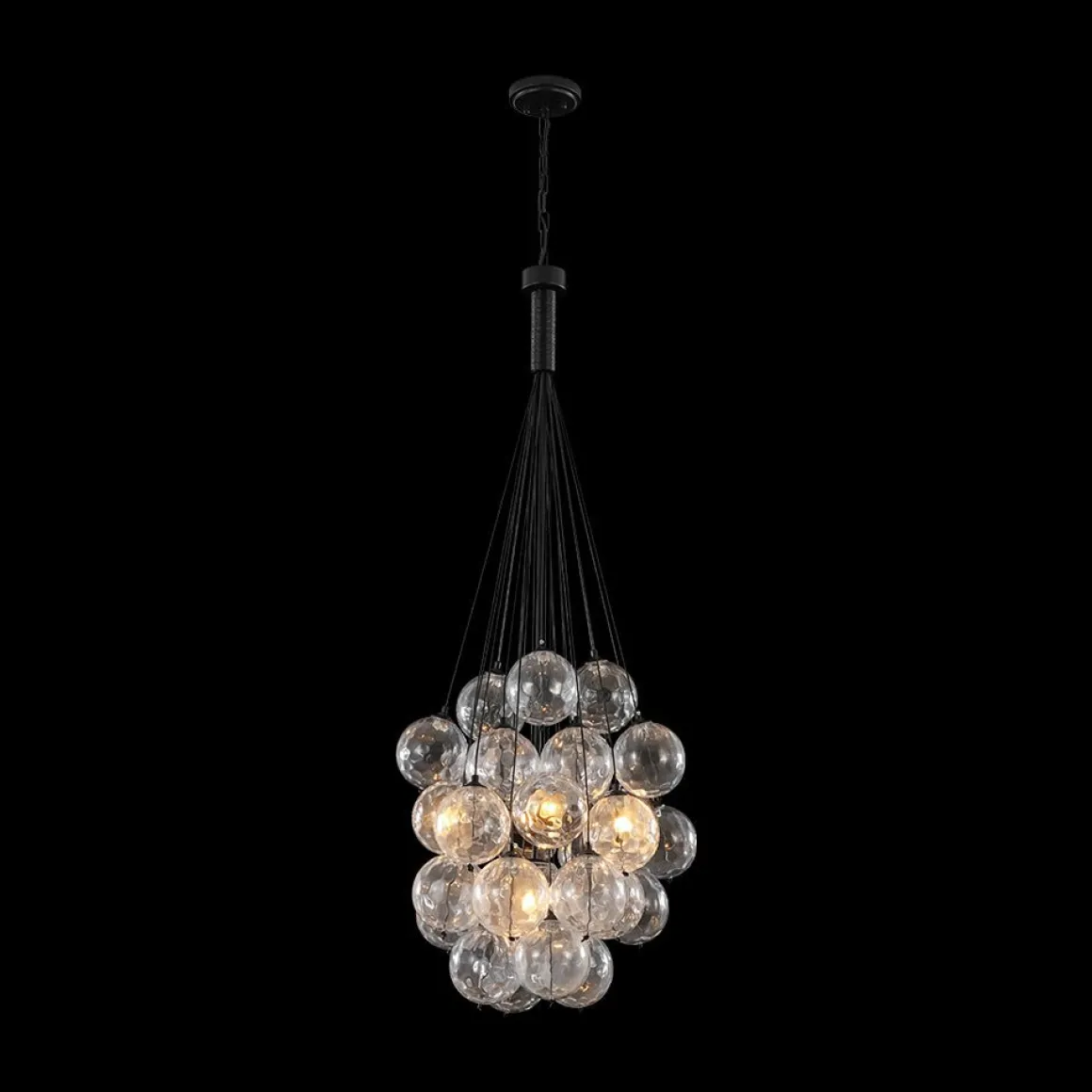 Glam Cluster Textured Water Glass Globe Bubble Chandelier