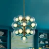 Glam Cluster White Blue Glass Bubble Tiered Chandelier