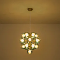 Glam Cluster White Blue Glass Bubble Tiered Chandelier