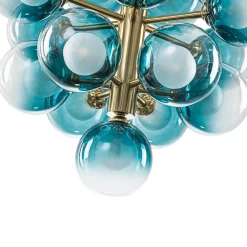 Glam Cluster White Blue Glass Bubble Tiered Chandelier
