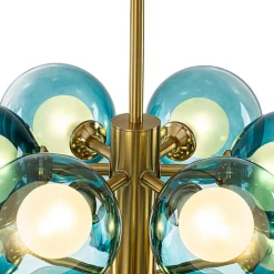 Glam Cluster White Blue Glass Bubble Tiered Chandelier