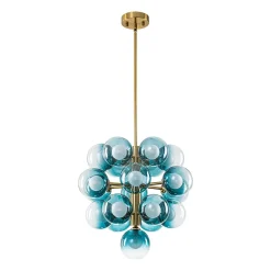 Glam Cluster White Blue Glass Bubble Tiered Chandelier