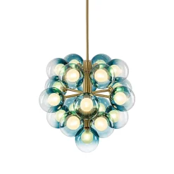 Glam Cluster White Blue Glass Bubble Tiered Chandelier